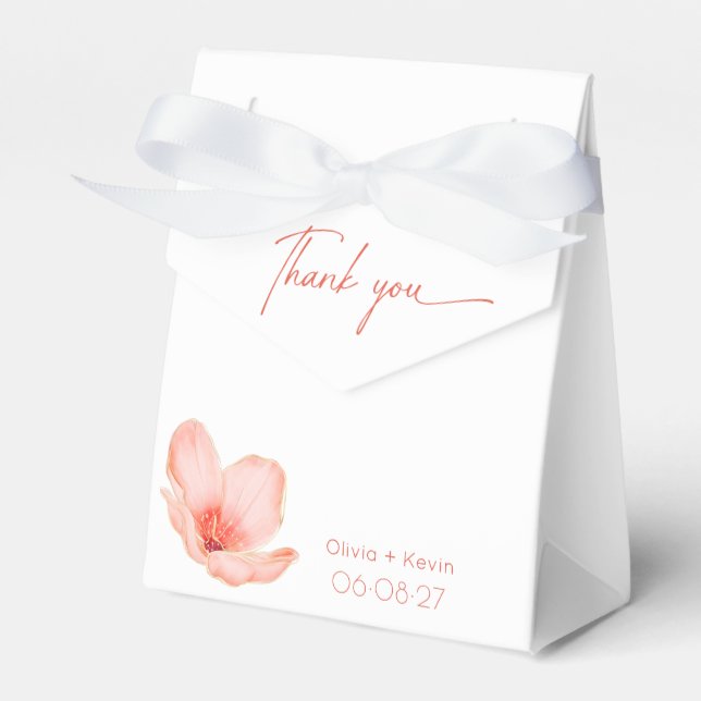 Bright orange thank you modern wedding favour box (Front Side)