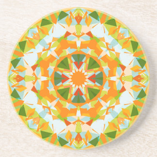 Bright Orange Vibrant Green Star Boho Maximalist Coaster
