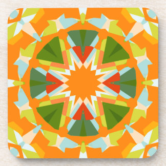 Bright Orange Vibrant Green Star Kitsch Eclectic Coaster
