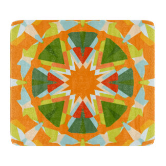 Bright Orange Vibrant Green Star Kitsch Eclectic Cutting Board