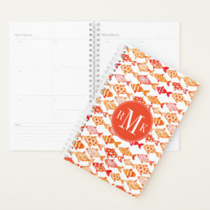 Bright Orange Watercolor Fish Pattern Planner