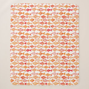 Bright Orange Watercolor Fish Pattern Sherpa Blanket
