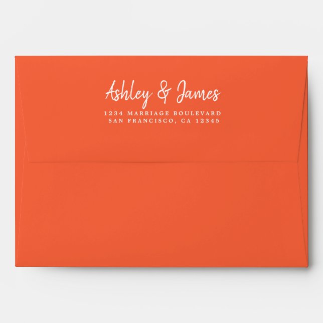 Bright Orange Wedding Return Address Envelope (Back (Top Flap))