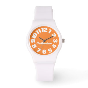 Bright Orange/White Personalised Women's Watch