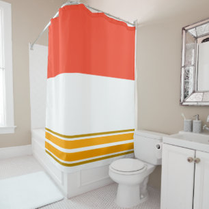 Bright Orange Wide Top Yellow Bottom Edge Stripes Shower Curtain
