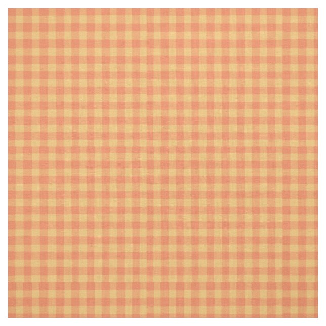 Bright Orange Yellow Check Gingham Pattern Fabric (Swatch)