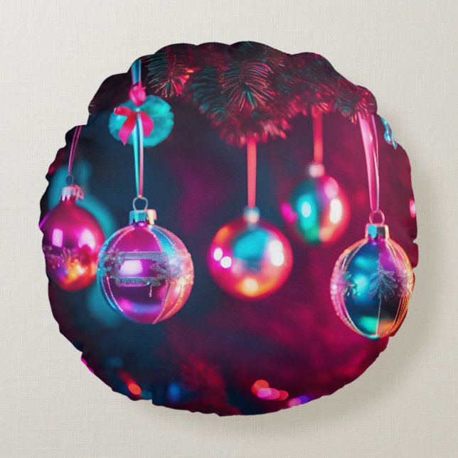 Bright Ornaments Round Cushion (Front)