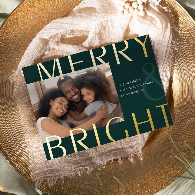 Bright Overlay | Modern Photo Gold Foil Holiday Card (Creator Uploaded)