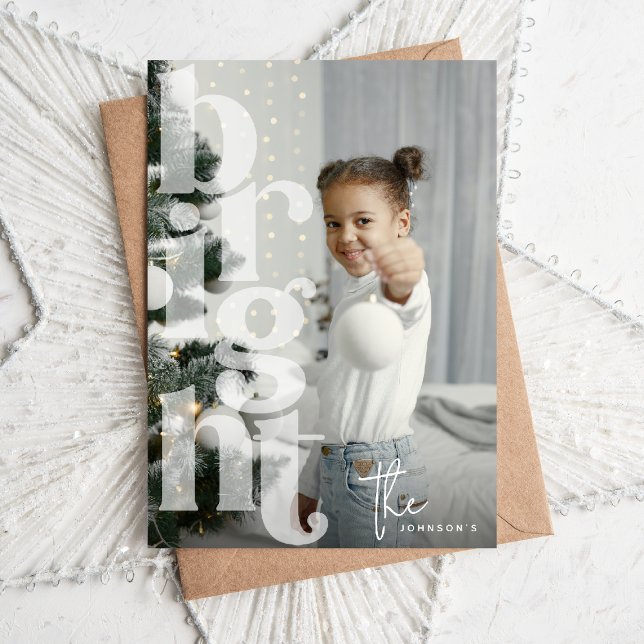 BRIGHT Overlay Typography' Photo Christmas Holiday Card (Creator Uploaded)