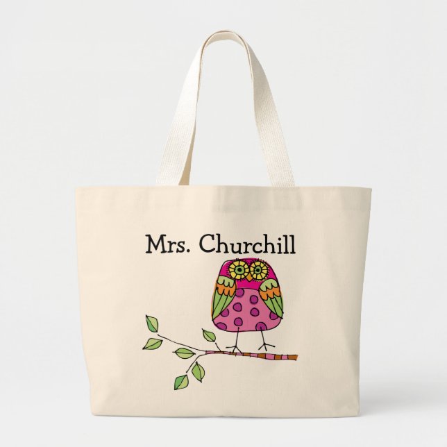 Bright Owl Teacher - SRF Large Tote Bag (Front)