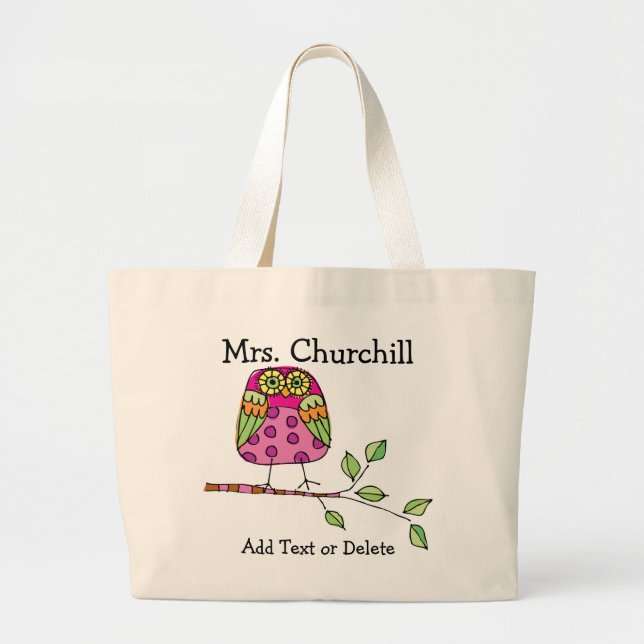 Bright Owl Teacher - SRF Large Tote Bag (Front)