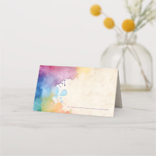 Bright paint splashes table name place card