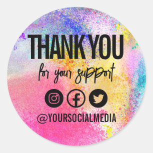 Bright Paint Splatter Trendy Thank You Media Clas Classic Round Sticker