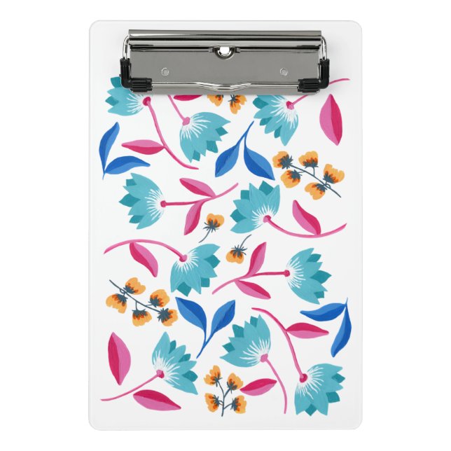 Bright Painted Abstract Floral Mini Clipboard (Front)