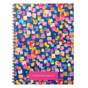 Bright Painted Abstract Square Pattern Notebook