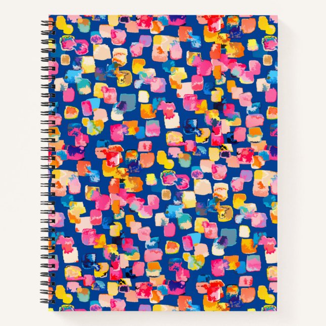 Bright Painted Abstract Square Pattern Notebook (Front)