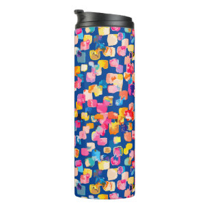 Bright Painted Abstract Square Pattern Thermal Tumbler