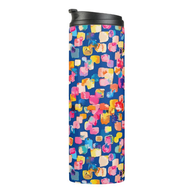 Bright Painted Abstract Square Pattern Thermal Tumbler (Rotated Right)