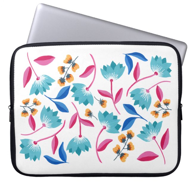 Bright Painted Floral Laptop Sleeve (Front)