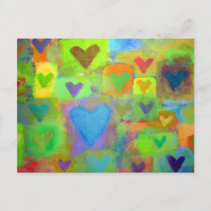 Bright Painted Hearts – Valentine Holiday Postcard