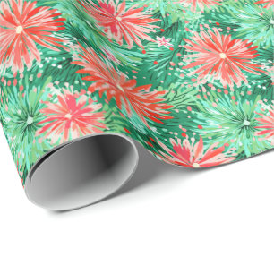 Bright Palm Beach Christmas Floral Wrapping Paper