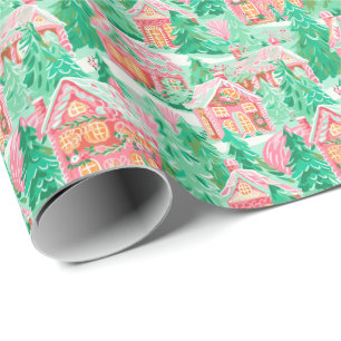 Bright Palm Beach Christmas Gingerbread Houses Wrapping Paper