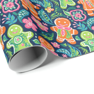 Bright Palm Beach Christmas Gingerbread Wrapping Paper