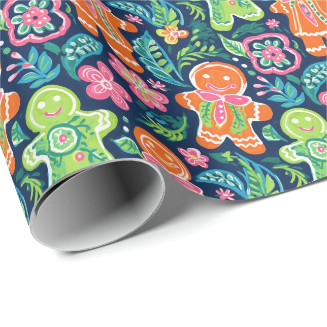 Bright Palm Beach Christmas Gingerbread Wrapping Paper (Roll Corner)