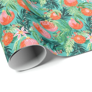 Bright Palm Beach Christmas Ornament Watercolor Wrapping Paper