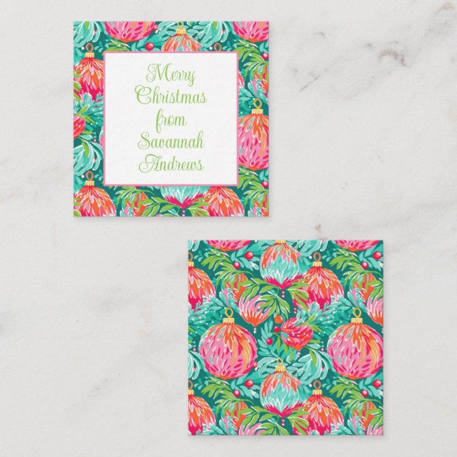 Bright Palm Beach Christmas Ornaments Enclosure Card (Front/Back)