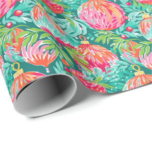 Bright Palm Beach Christmas Ornaments Wrapping Paper