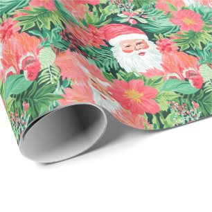 Bright Palm Beach Christmas Santa Watercolor Wrapping Paper