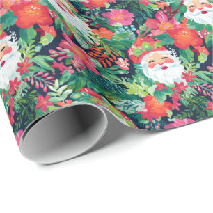Bright Palm Beach Christmas Santa Watercolor Wrapping Paper