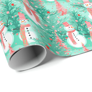 Bright Palm Beach Christmas Snowman Wrapping Paper