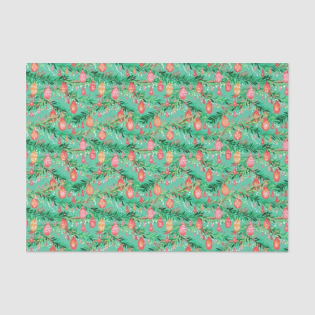 Bright Palm Beach Christmas Tree Ornaments Tissue Paper (Front)