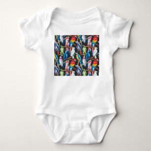 Bright parrot: tropical watercolor wallpaper. baby bodysuit