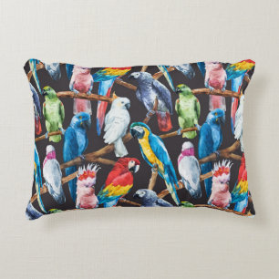 Bright parrot: tropical watercolor wallpaper. decorative cushion