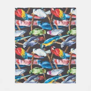 Bright parrot: tropical watercolor wallpaper. fleece blanket