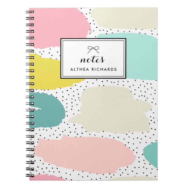 Bright Pastel Abstract Pattern Custom Notebook I (Front)
