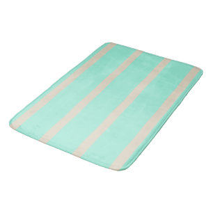 Bright pastel blue and grey striped lines bath mat