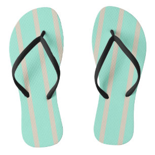 Bright pastel blue and grey striped lines flip flops