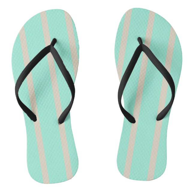 Bright pastel blue and grey striped lines flip flops (Footbed)