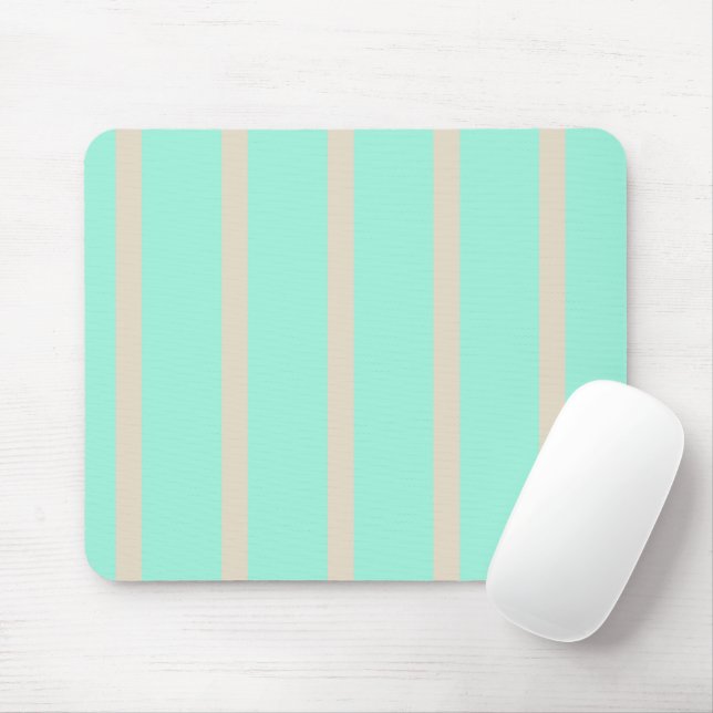 Bright pastel blue and grey striped lines mouse mat (With Mouse)