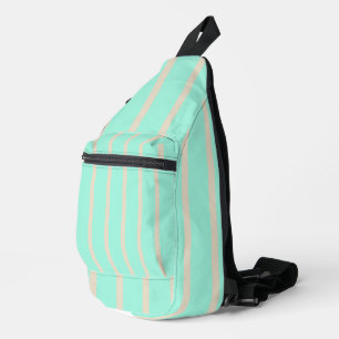 Bright pastel blue and grey striped lines sling bag