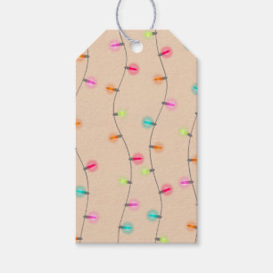 Bright Pastel Christmas Lights on Kraft Gift Tags