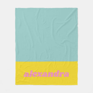 Bright Pastel Color Block Personalized Fleece Blanket