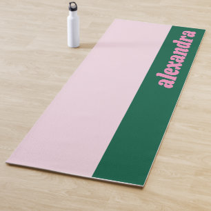 Bright Pastel Color Block Pink Green Personalized  Yoga Mat