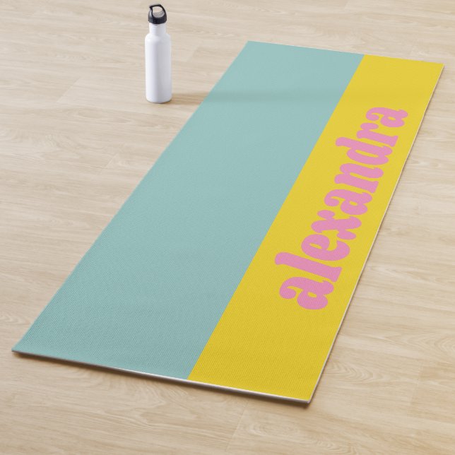 Bright Pastel Colour Block Personalised Yoga Mat (In Situ)