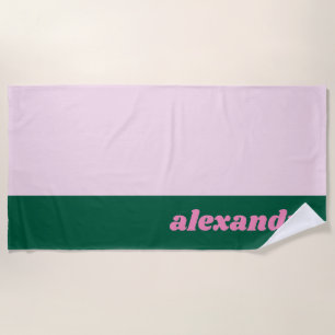 Bright Pastel Colour Block Pink Green Personalised Beach Towel