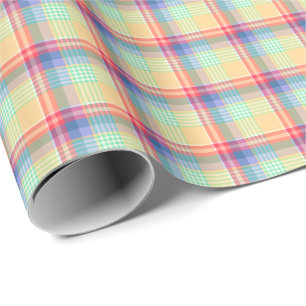 Bright Pastel Girly Plaid Pattern Wrapping Paper